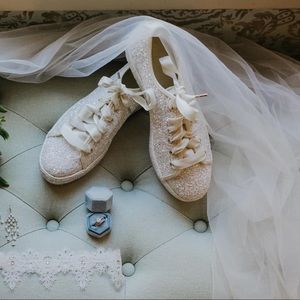 Kate Spade for Keds double sparkle platform sneakers.